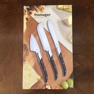 Legnoart Reggio Cheese Knife Set in Stainless Steel and Light Wood Handles New!